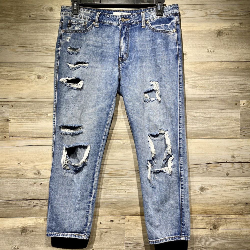 Kancan Women’s 11/29 (Actual 36x26) Distressed Boyfriend Ankle Jeans KC6195M